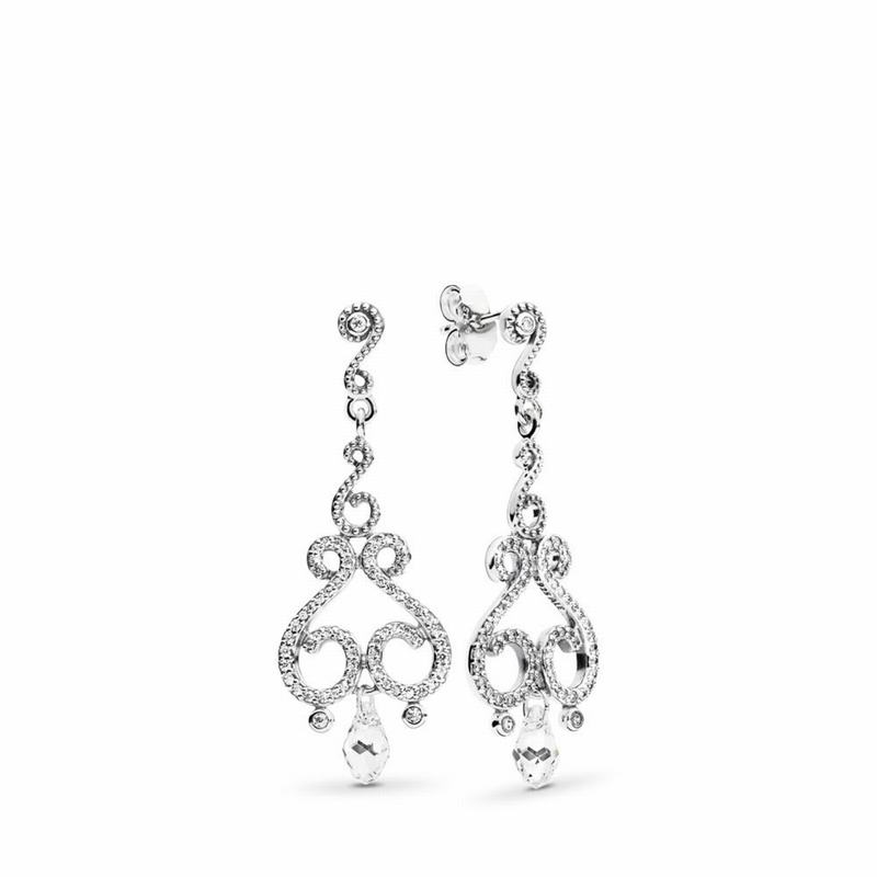 Pandora Swirling Chandeliers Drop Earrings - Sterling Silver/Mixed Stones/Cubic Zirconia - Canada |